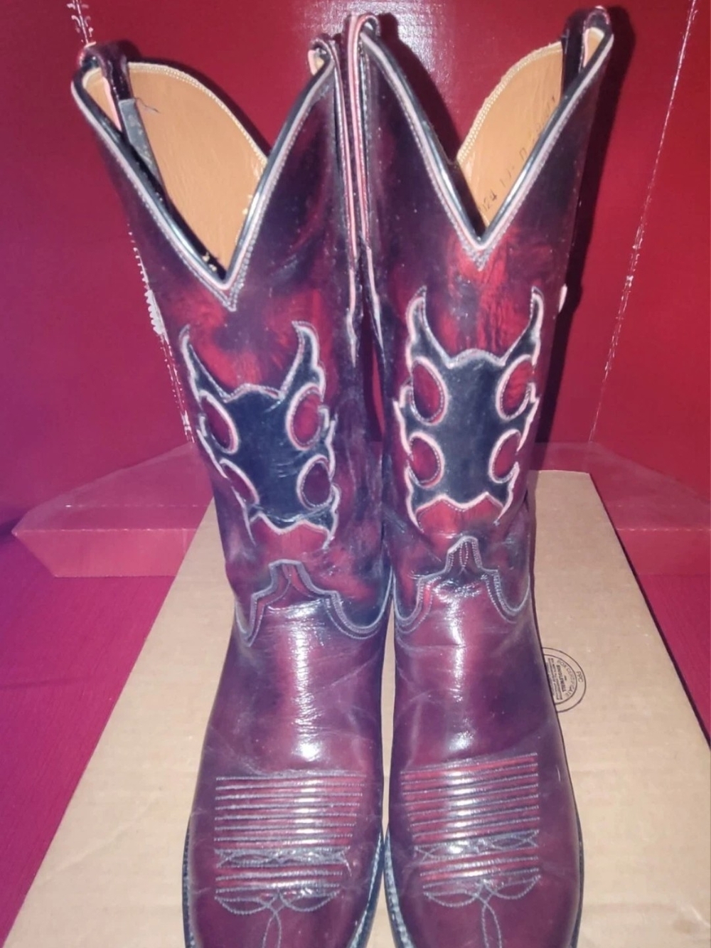 Lucchese Western Black Cherry Cowboy Handmade Boots Mens